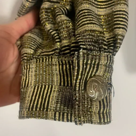 Vintage Retro 80’s Silk Gold Texture Bomber Jacket - Picture 6 of 12